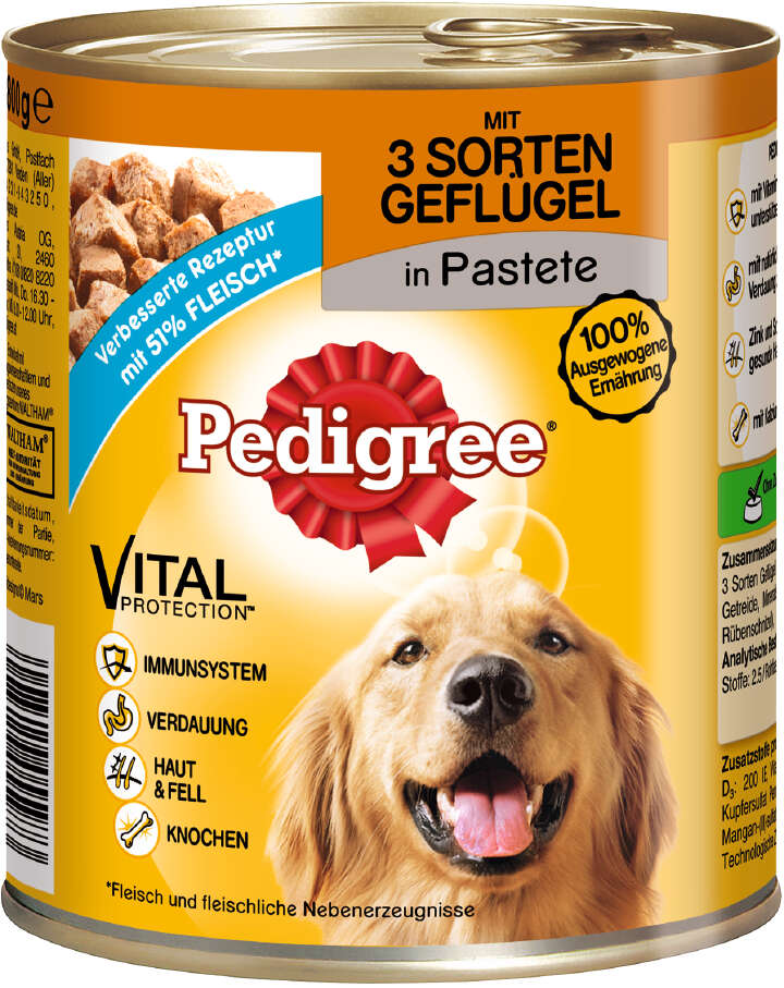 Pedigree Hunde-Nassfutter Classic 3 Sorten Geflügel